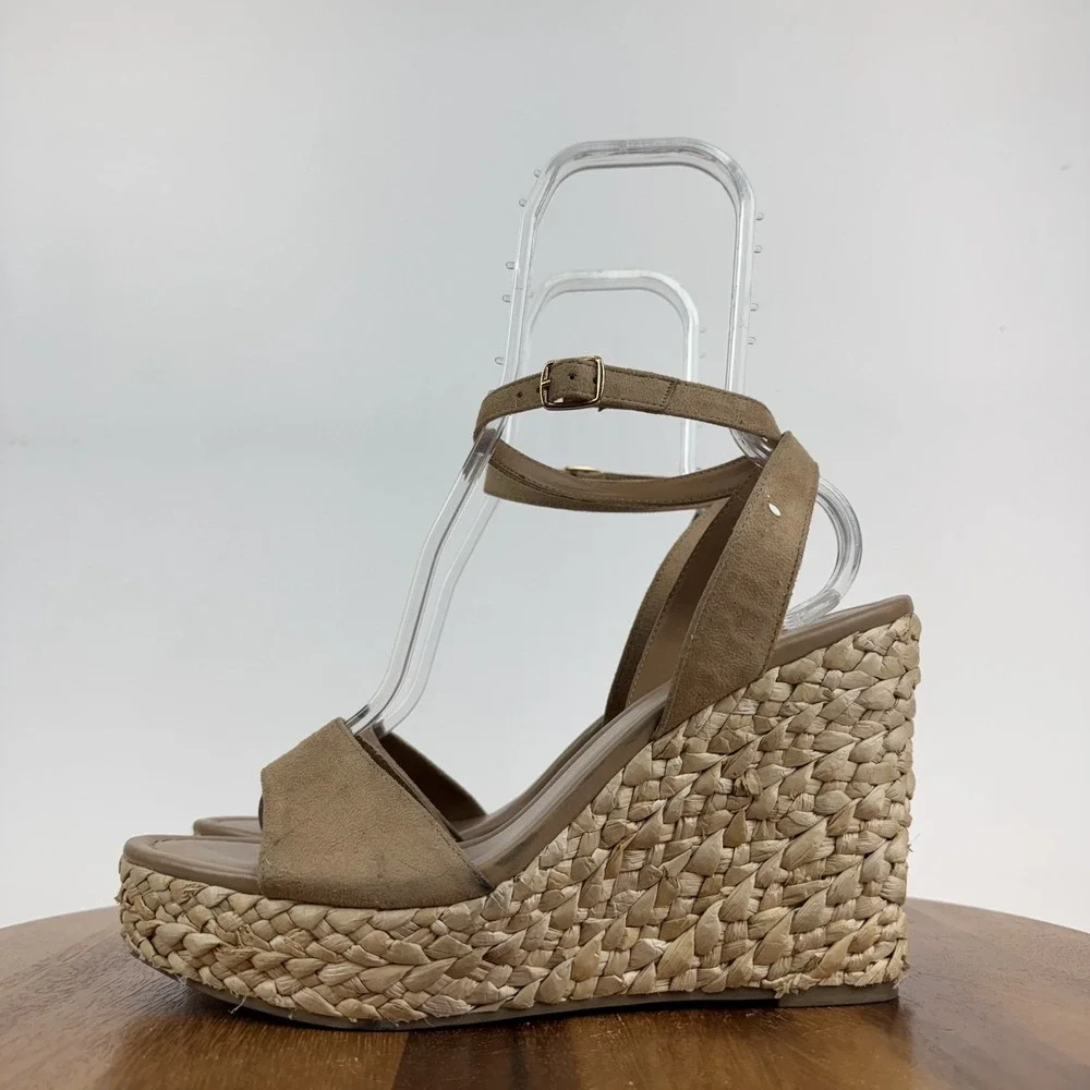 New Womens BP Ginny Brown Faux Suede Braided Espadrille Wedges Sandals Size 11 M